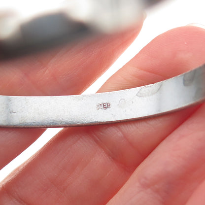 925 Sterling Silver Vintage Horseshoe Hook & Eye Oxidized Bangle Bracelet 5.75"