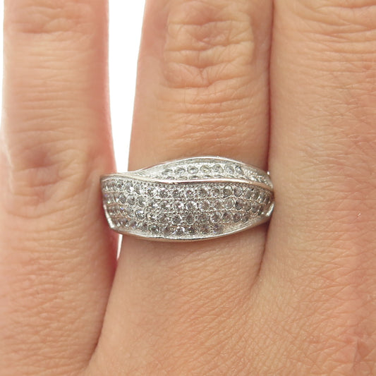925 Sterling Silver Pave C Z Ring Size 7