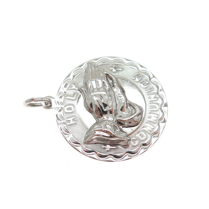 SPENCER 925 Sterling Silver Vintage Holy Communion Praying Hands Charm Pendant
