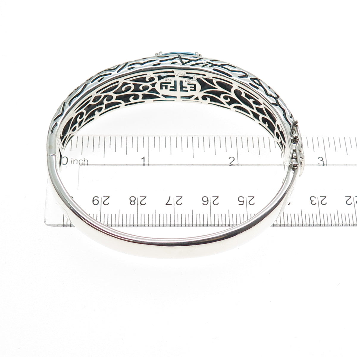 EFFY 925 Sterling Silver Real Blue Topaz Lagoon Bangle Bracelet 7"