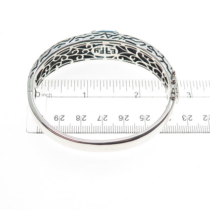 EFFY 925 Sterling Silver Real Blue Topaz Lagoon Bangle Bracelet 7"