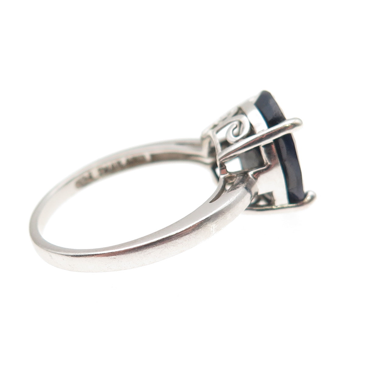 925 Sterling Silver Real Oval-Cut Sapphire Ring Size 7