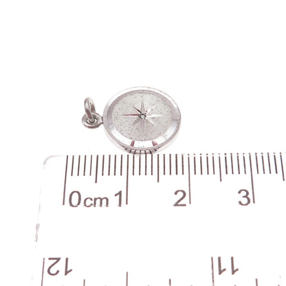 Lamode Sterling Silver Antique Art Deco Real Diamond North Star Charm Pendant
