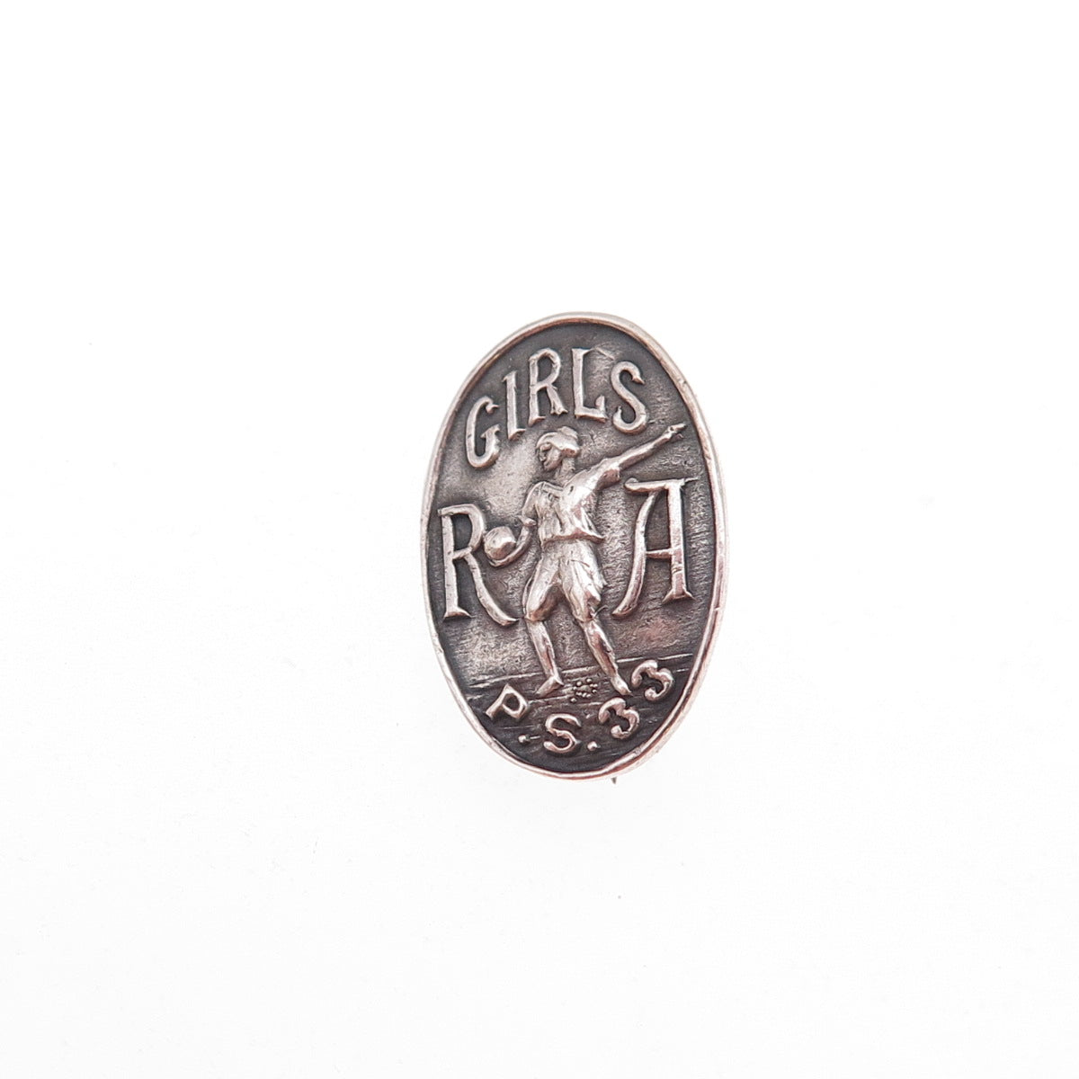 925 Sterling Silver Antique Art Deco Playground & Recreation Girls Athletics Pin