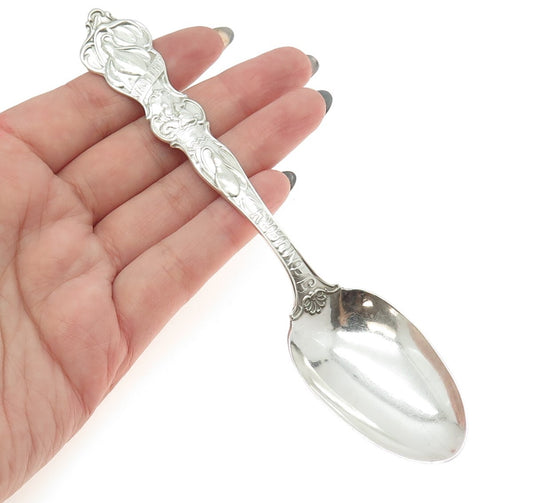 WALLACE 925 Sterling Silver Antique Art Deco January Aquarius Dessert Spoon