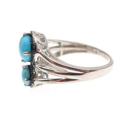 Chuck Clemency 925 Sterling Silver Real Diamond & Turquoise Ring Size 8.25