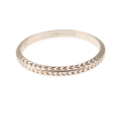 Platinum Antique Engraved Stackable Band Ring Size 6.25