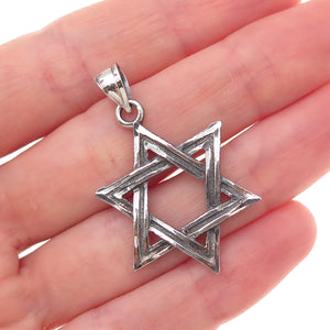 One Of A Kind 925 Sterling Silver Vintage Star of David Oxidized Charm Pendant