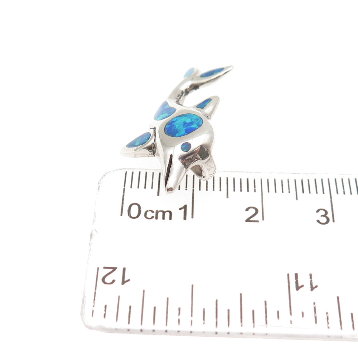 925 Sterling Silver Real Opal Friendly Dolphin Slide Charm Pendant