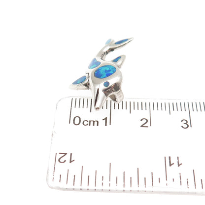 925 Sterling Silver Real Opal Friendly Dolphin Slide Charm Pendant