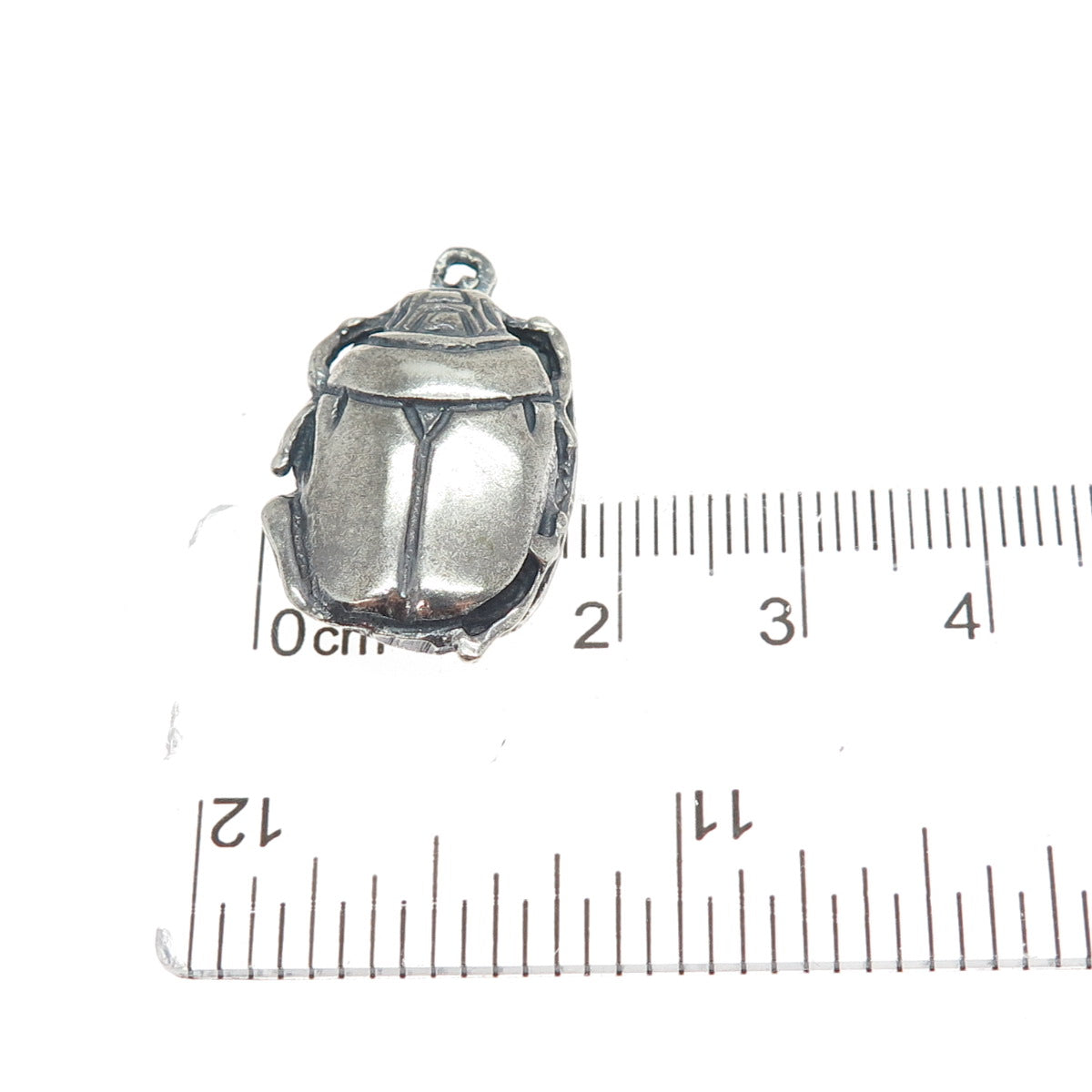 925 Sterling Silver Vintage Egyptian Scarab Oxidized Charm Pendant