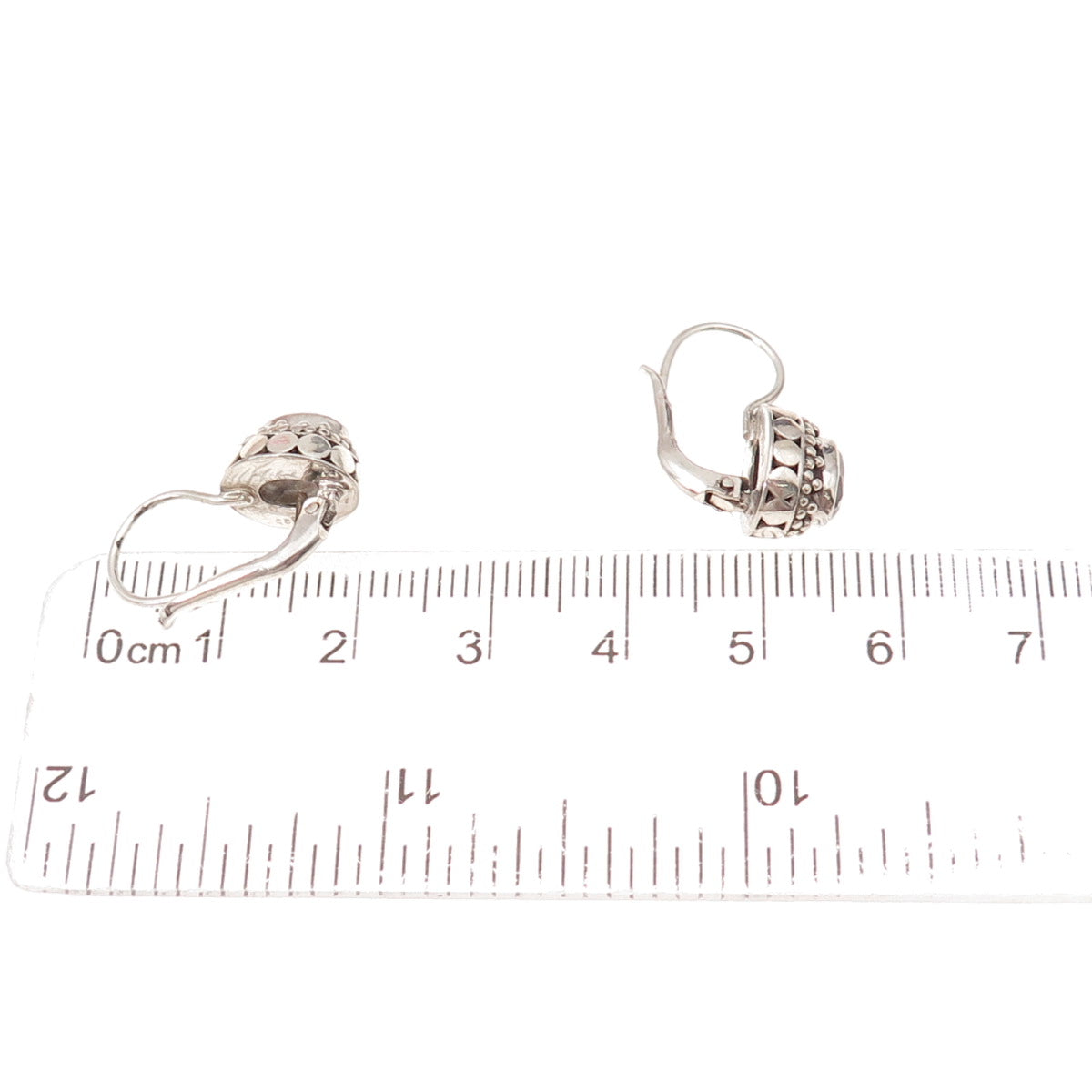 925 Sterling Silver Vintage Real Blue Topaz Beaded Oxidized Earrings