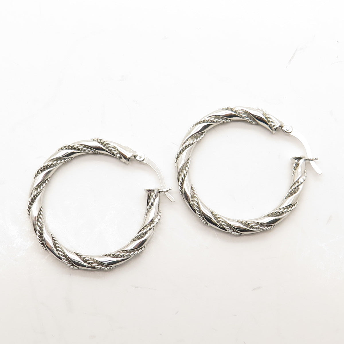 HANIN 925 Sterling Silver Twisted Hinged Hoop Earrings