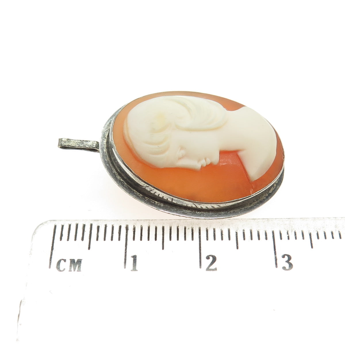 900 Silver Antique Cameo Victorian Lady Pin Brooch / Pendant