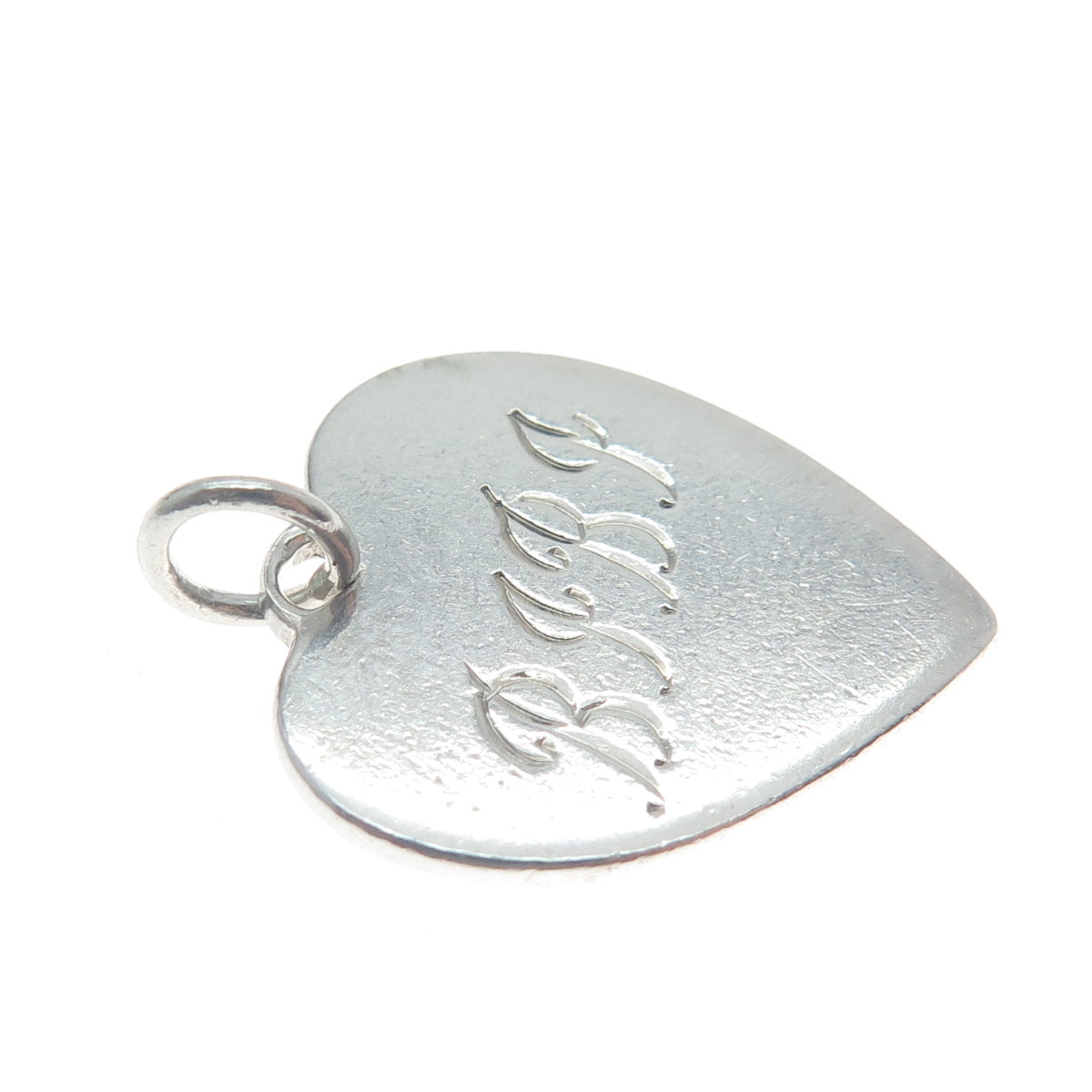LEONORE DOSKOW 925 Sterling Silver Vintage Engraved Heart Mini Tag Charm Pendant