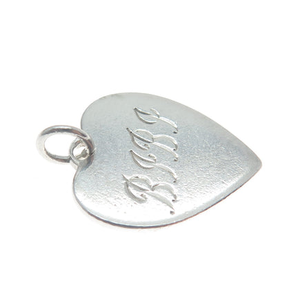 LEONORE DOSKOW 925 Sterling Silver Vintage Engraved Heart Mini Tag Charm Pendant