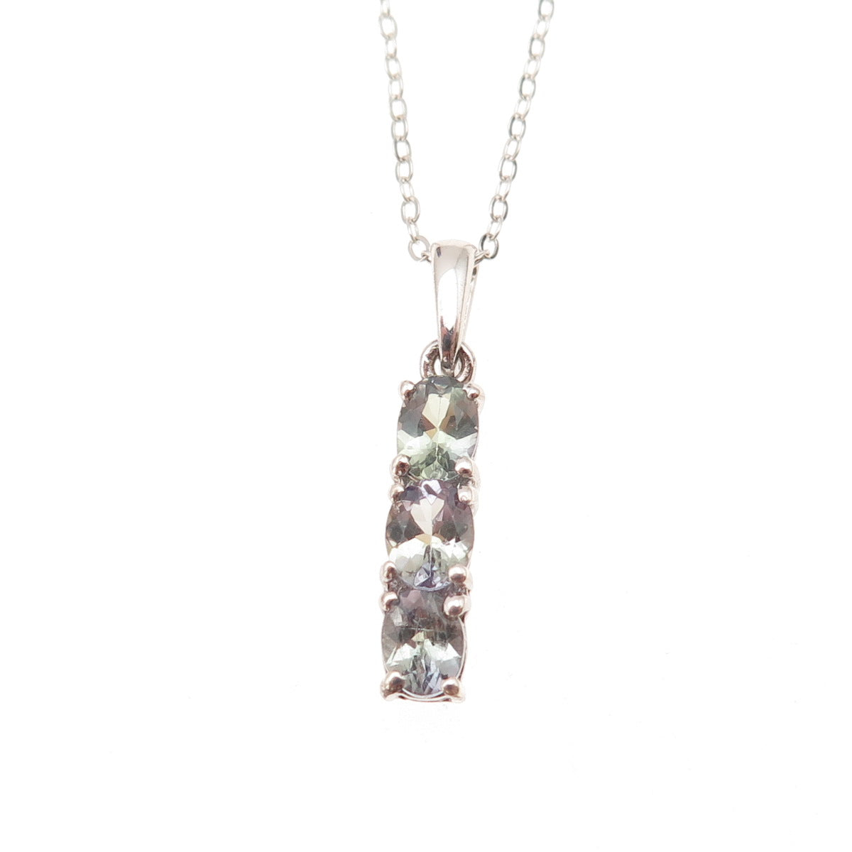 Chuck Clemency 925 Sterling Silver Real Tanzanite Cable Chain Necklace 20"