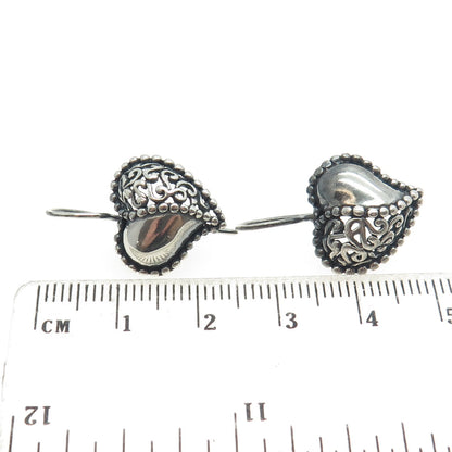 JEZLAINE 925 Sterling Silver Vintage Beaded Swirl Heart Earrings