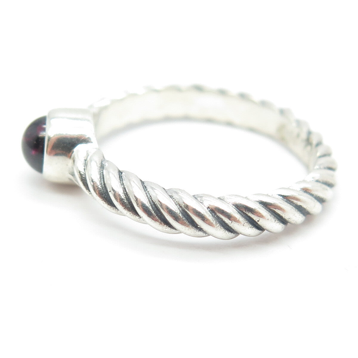 925 Sterling Silver Vintage Real Tourmaline Gemstone Twisted Ring Size 8.25