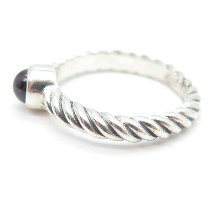 925 Sterling Silver Vintage Real Tourmaline Gemstone Twisted Ring Size 8.25