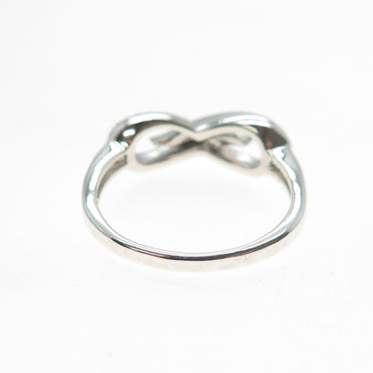 925 Sterling Silver Real Round-Cut Diamond Infinity Ring Size 8