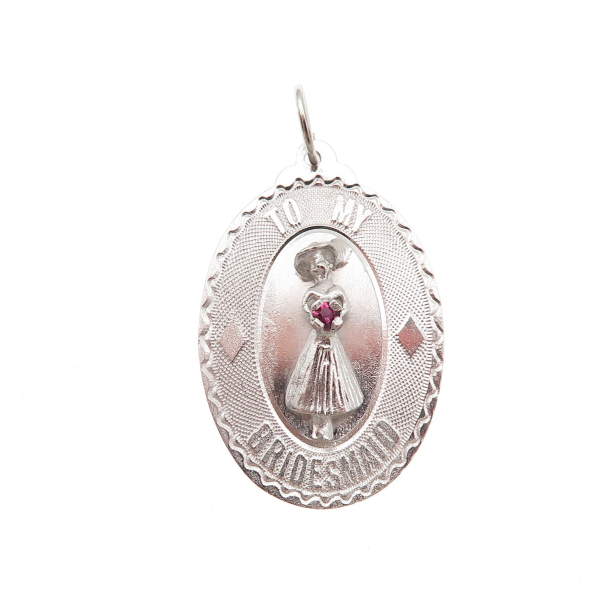Art's Elegance 925 Sterling Silver Vintage Rhinestone Bridesmaid Charm Pendant