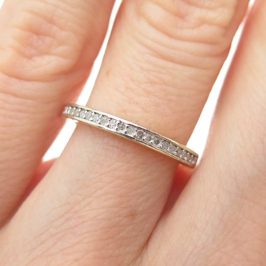 DBJ DEE BERKLE 925 Sterling Gold Plated Real Diamond Half Eternity Ring Size 5