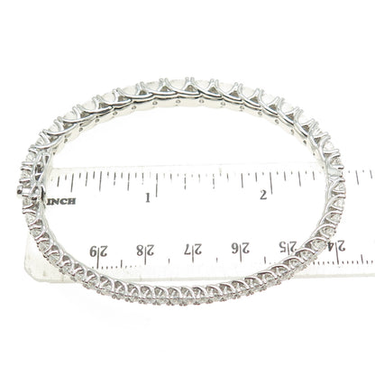 925 Sterling Silver Round-Cut Graduated C Z Bangle Bracelet 7"