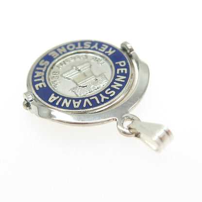 925 Sterling Silver Vintage Enamel "Pennsylvania Keystone State" Pendant