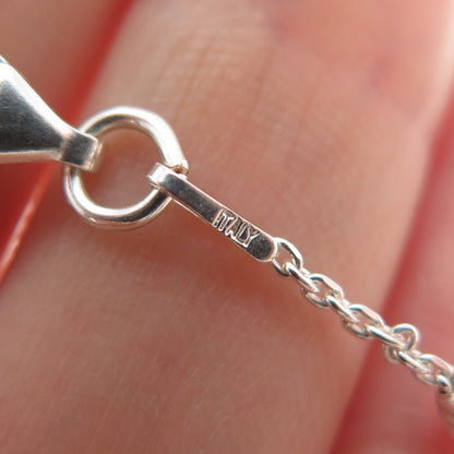 925 Sterling Silver Italy Diamond-Cut Bead Station Cable Anklet / Bracelet 10.5"