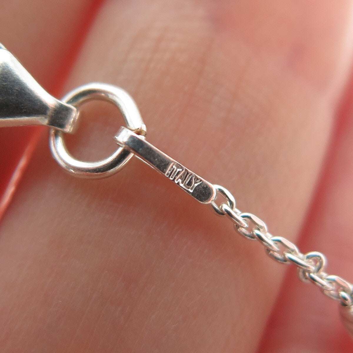 925 Sterling Silver Italy Diamond-Cut Bead Station Cable Anklet / Bracelet 10.5"