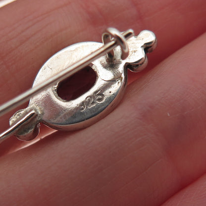 925 Sterling Silver Vintage Real Oval-Cut Amethyst Beaded Earrings