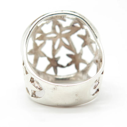 925 Sterling Silver Vintage Star Domed Ring Size 8.25