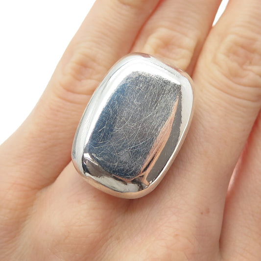 925 Sterling Silver Vintage Modernist Statement Ring Size 6