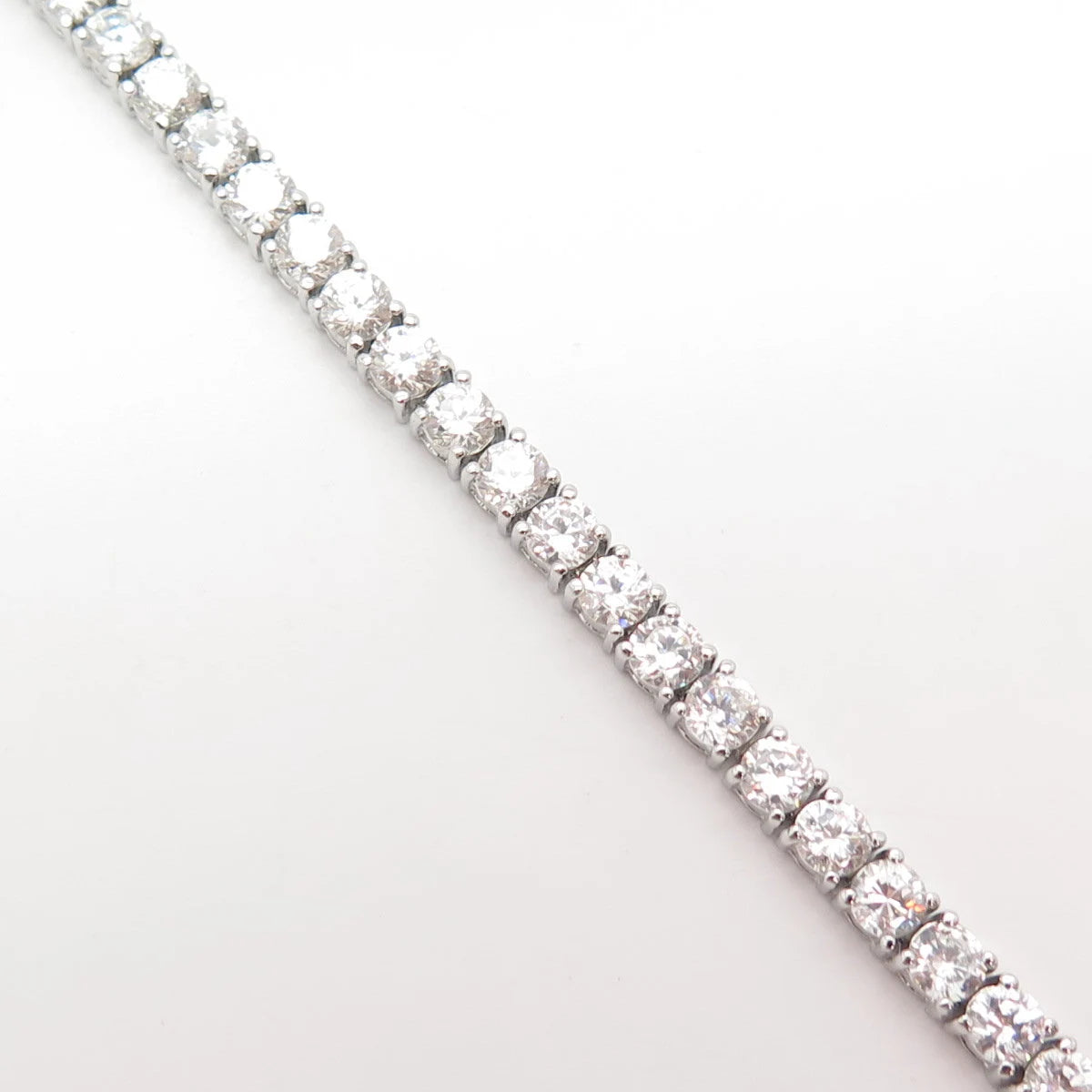 925 Sterling Silver Vintage C Z Round Tennis Link Bracelet 7 1/4"