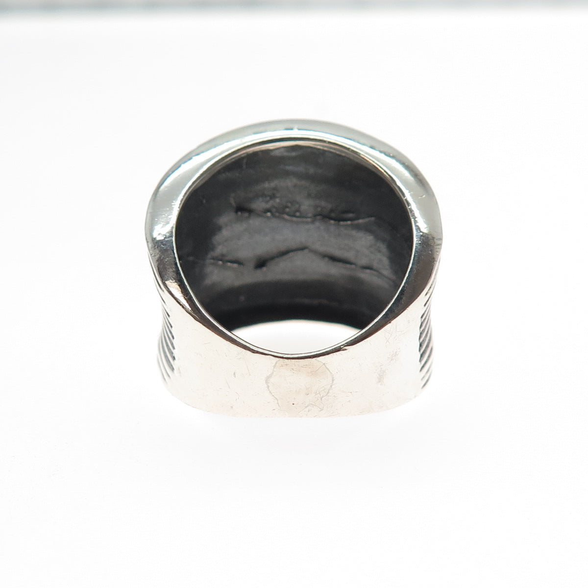925 Sterling Silver Vintage Modernist Multi-Row Oxidized Ring Size 7