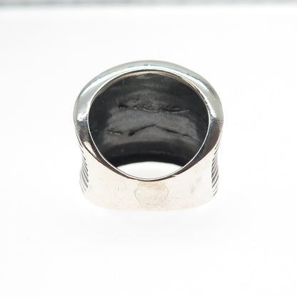 925 Sterling Silver Vintage Modernist Multi-Row Oxidized Ring Size 7