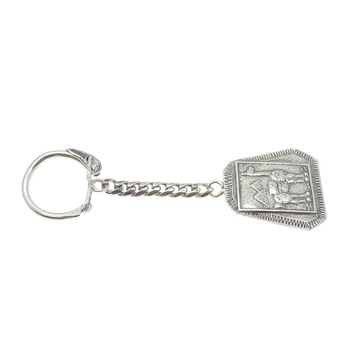 INDUSTRIA PERUANA 925 Sterling Silver Vintage Llama Key Fob Chain Holder