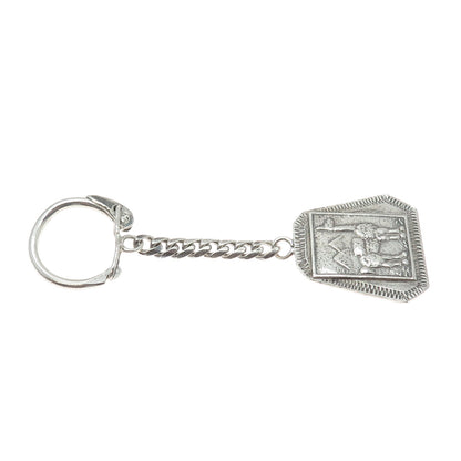 INDUSTRIA PERUANA 925 Sterling Silver Vintage Llama Key Fob Chain Holder