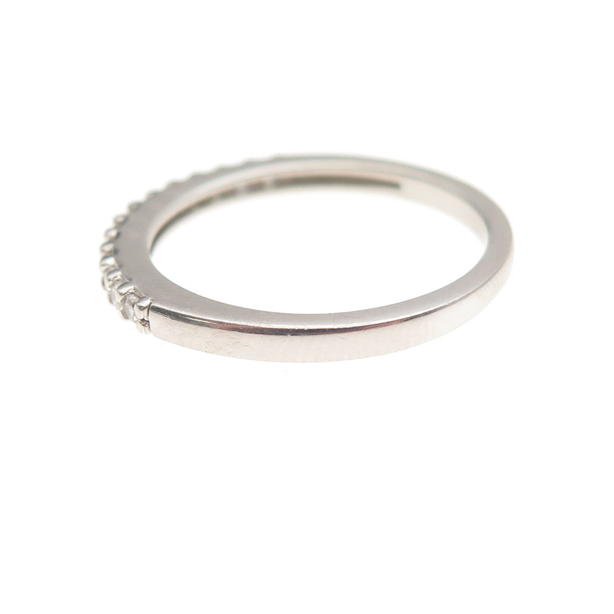 JH Young Sterling Silver Round-Cut C Z Half Eternity Stackable Band Ring Size 7