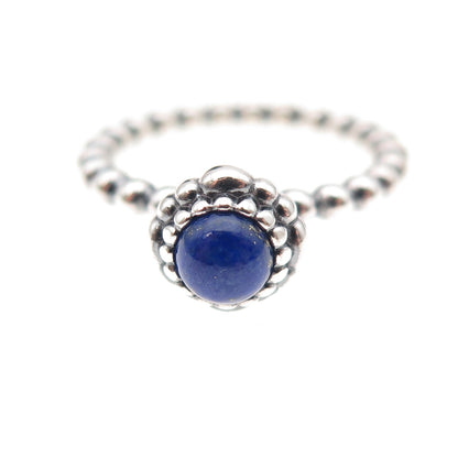 Pandora 925 Sterling Silver Real Lapis September Birthstone Ring Size 5.25