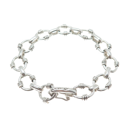 925 Sterling Silver Vintage Mexico Modernist Oval Link Bracelet 7"
