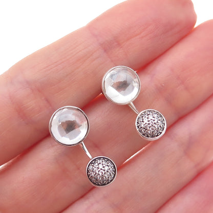 Pandora Sterling Silver C Z Dazzling Poetic Droplets Interchangeable Earrings