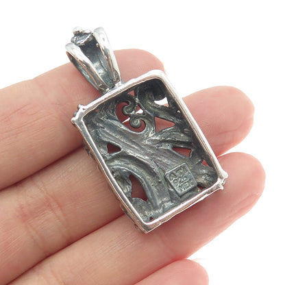 925 Sterling Silver Vintage ATI Mexico Beaded Ornate Pendant