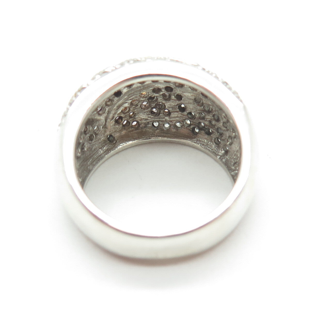 925 Sterling Silver 2-Tone Round-Cut Lavender & White C Z Floral Ring Size 7.25