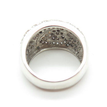 925 Sterling Silver 2-Tone Round-Cut Lavender & White C Z Floral Ring Size 7.25