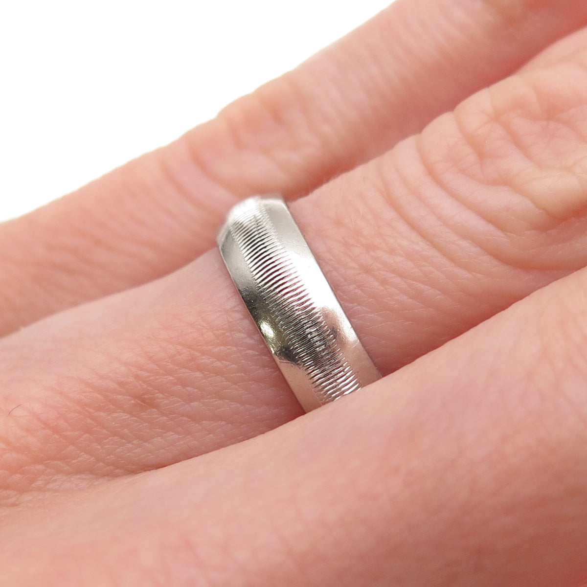J.D. Schlang Co. 925 Sterling Silver Vintage Ribbed Wedding Band Ring Size 6