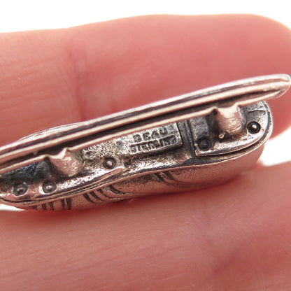 Beau 925 Sterling Silver Vintage Ice Skating Shoe Oxidized Charm Pendant