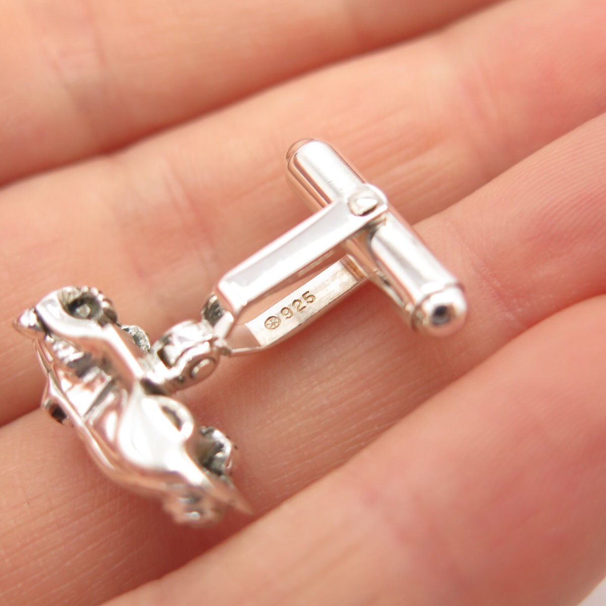925 Sterling Silver Vintage Retro Car Cufflinks