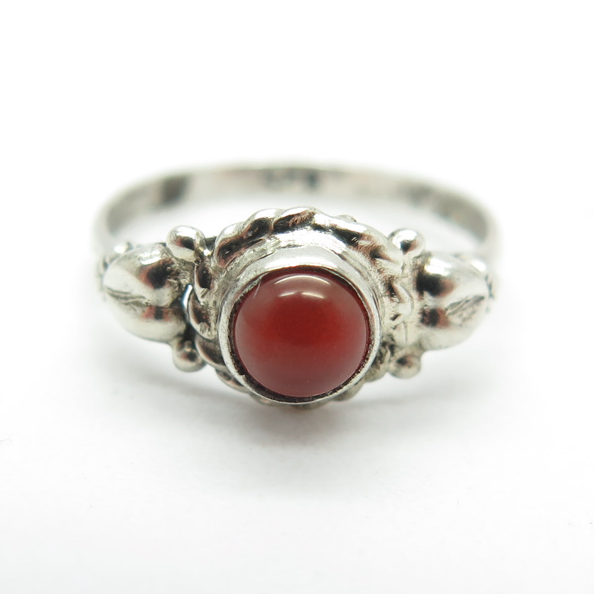 925 Sterling Silver Vintage Real Carnelian Southwestern Ring Size 5.25